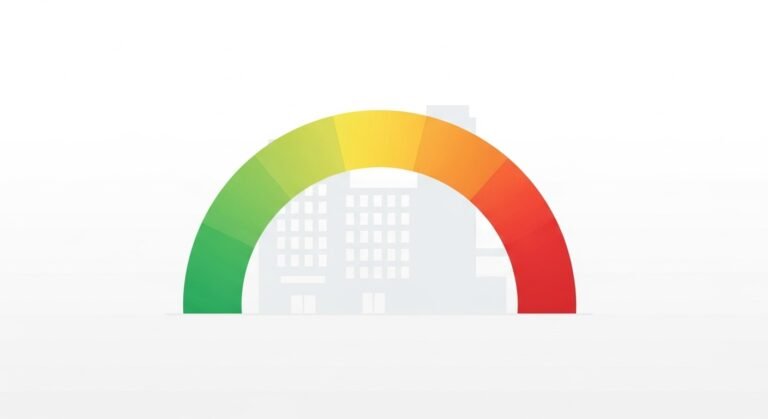 Semicírculo estilo gauge com gradiente NPS e prédio ao fundo, sem números